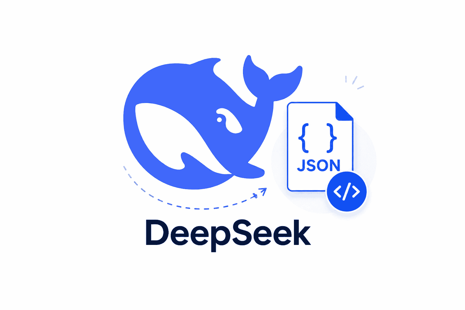 DeepSeek JSON Output com arquivo JSON e ícone de desenvolvimento